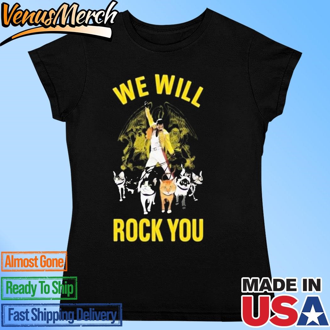 Official Freddie Mercury Cat Person We Will Rock You T-Shirt