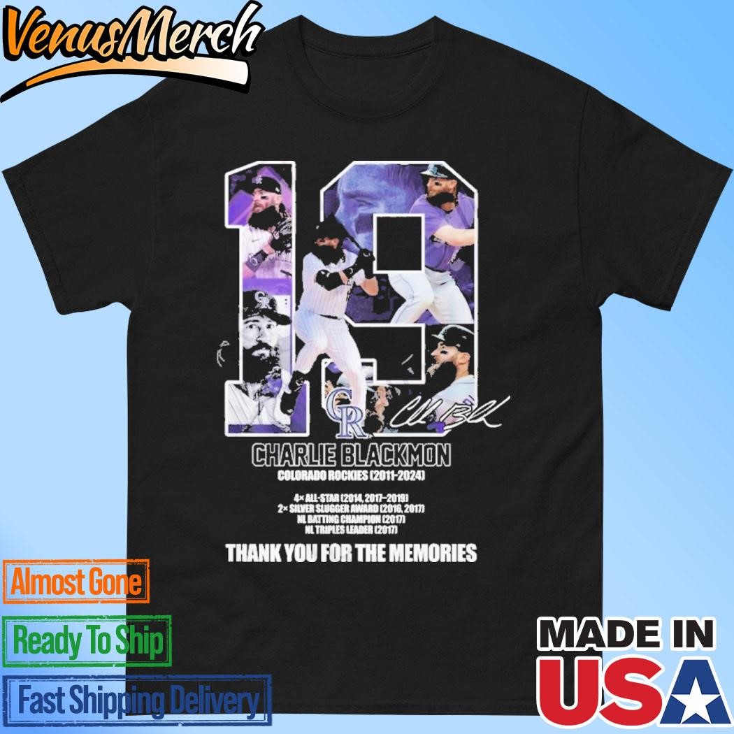 Official 19 Charlie Blackmon Colorado Rockies 2011 – 2024 Thank You For The Memories T-Shirt