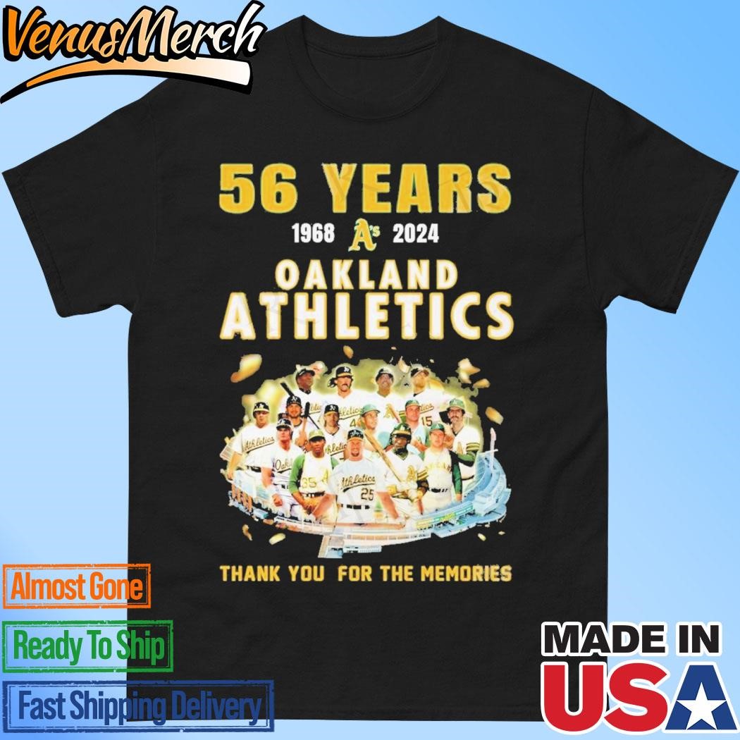 Official 56 Years 1968-2024 Oakland Athletics Thank You For The Memories T-Shirt