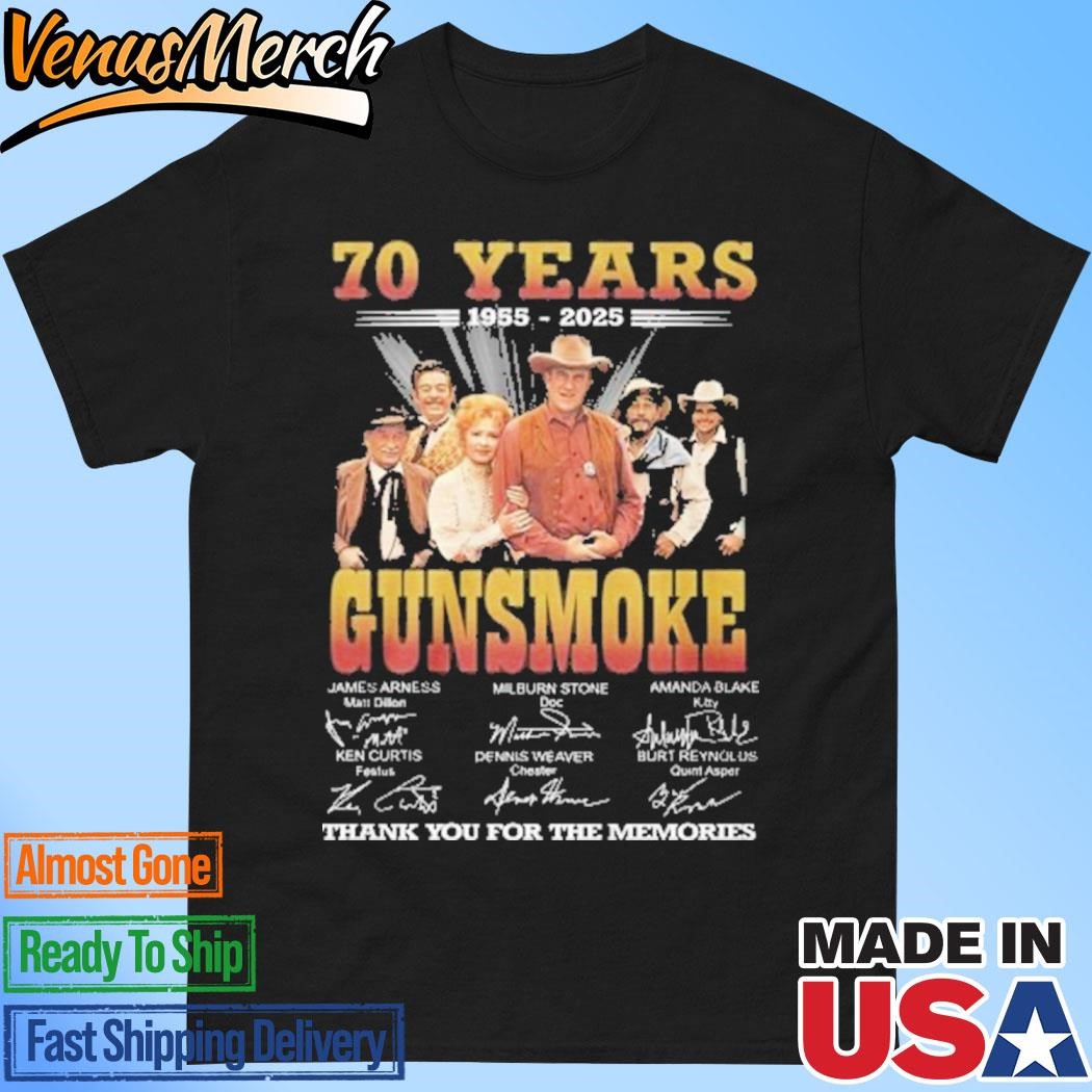 Official 70 Years 1955-2025 Gunsmoke Thank You For The Memories T-Shirt