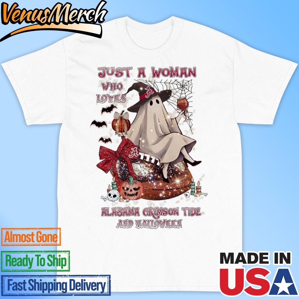 Official Alabama Crimson Tide Just A Women Loves Crimson Tide And Halloween 2024 T-Shirt