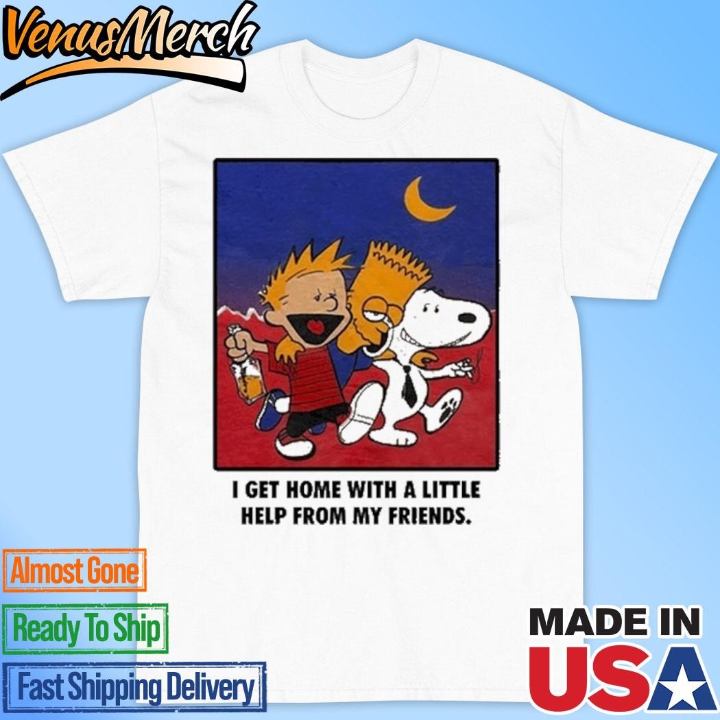 Official Bart Simpson Calvin And Hobbes I Get Home With A Little Help From My Friends Shirt