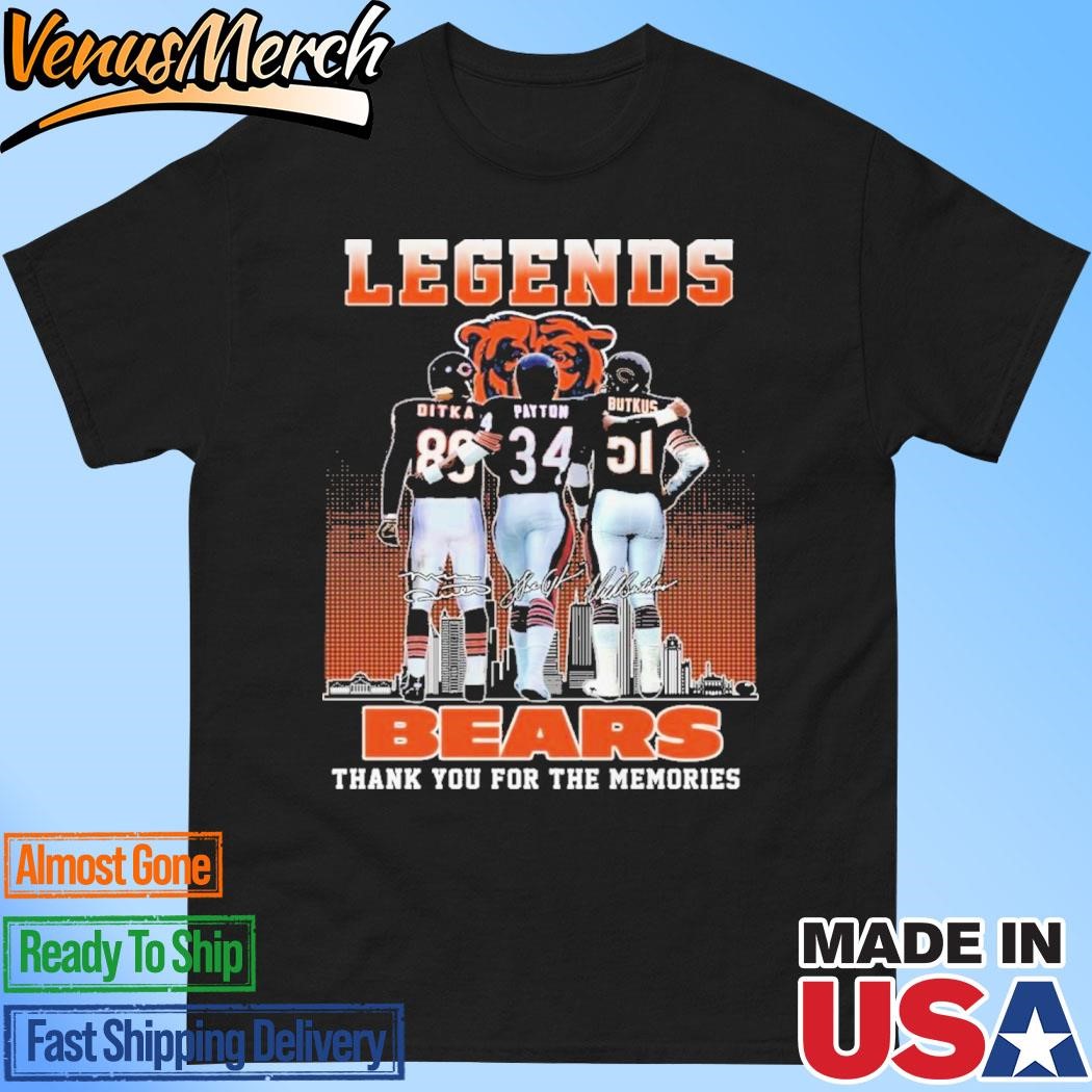 Official Chicago Bears Legends Thank You For The Memories Ditka Payton Butkus T-Shirt