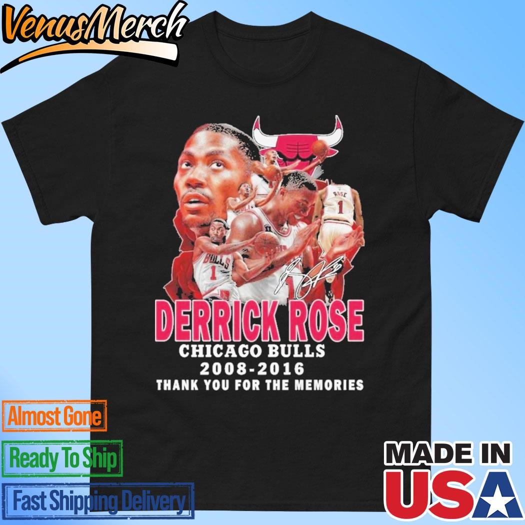 Official Chicago Bulls Derrick Rose 2008-2016 Thank You For The Memories T-Shirt