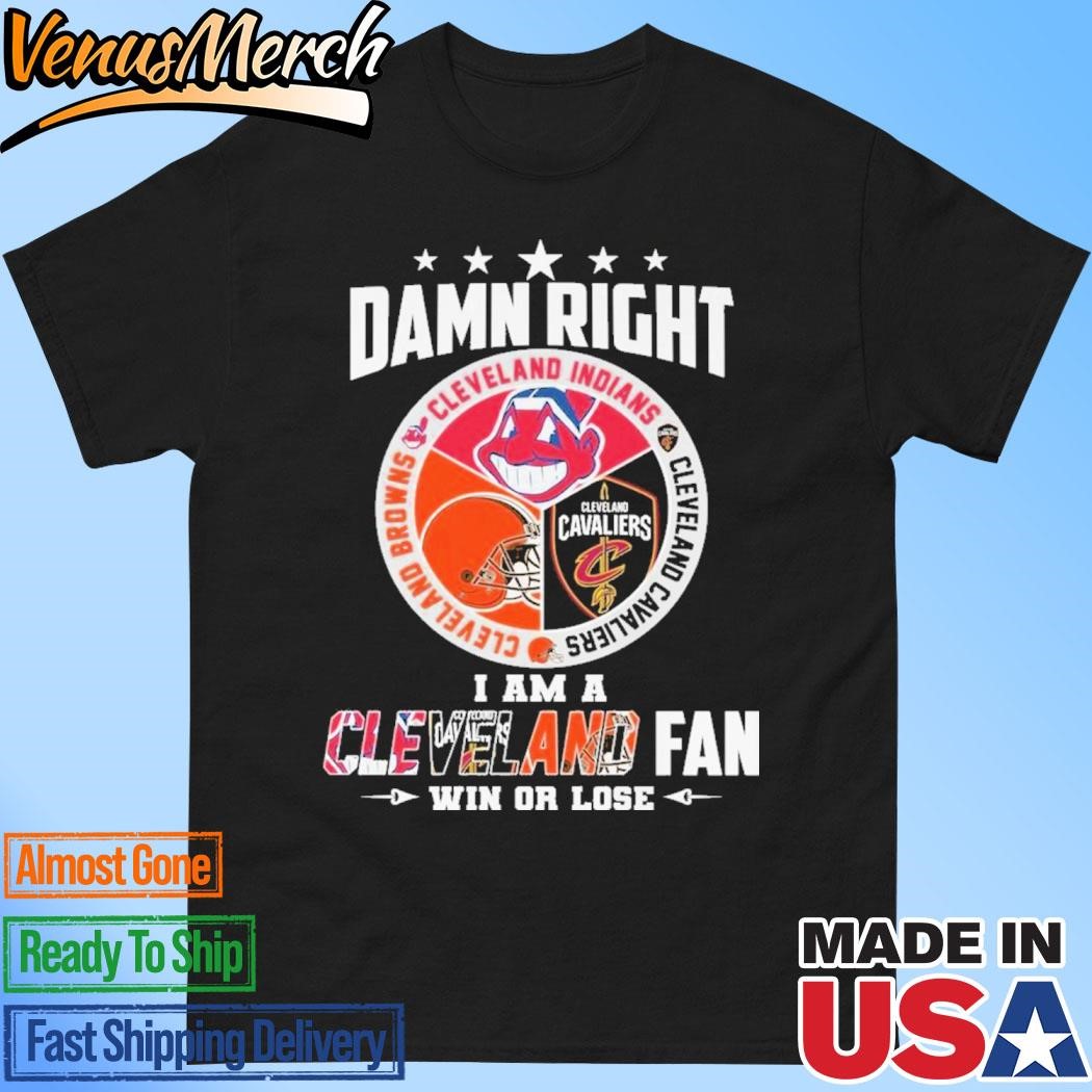 Official Cleveland Browns Indians Cavaliers I Am A Cleveland Fan Win Or Lose T-Shirt