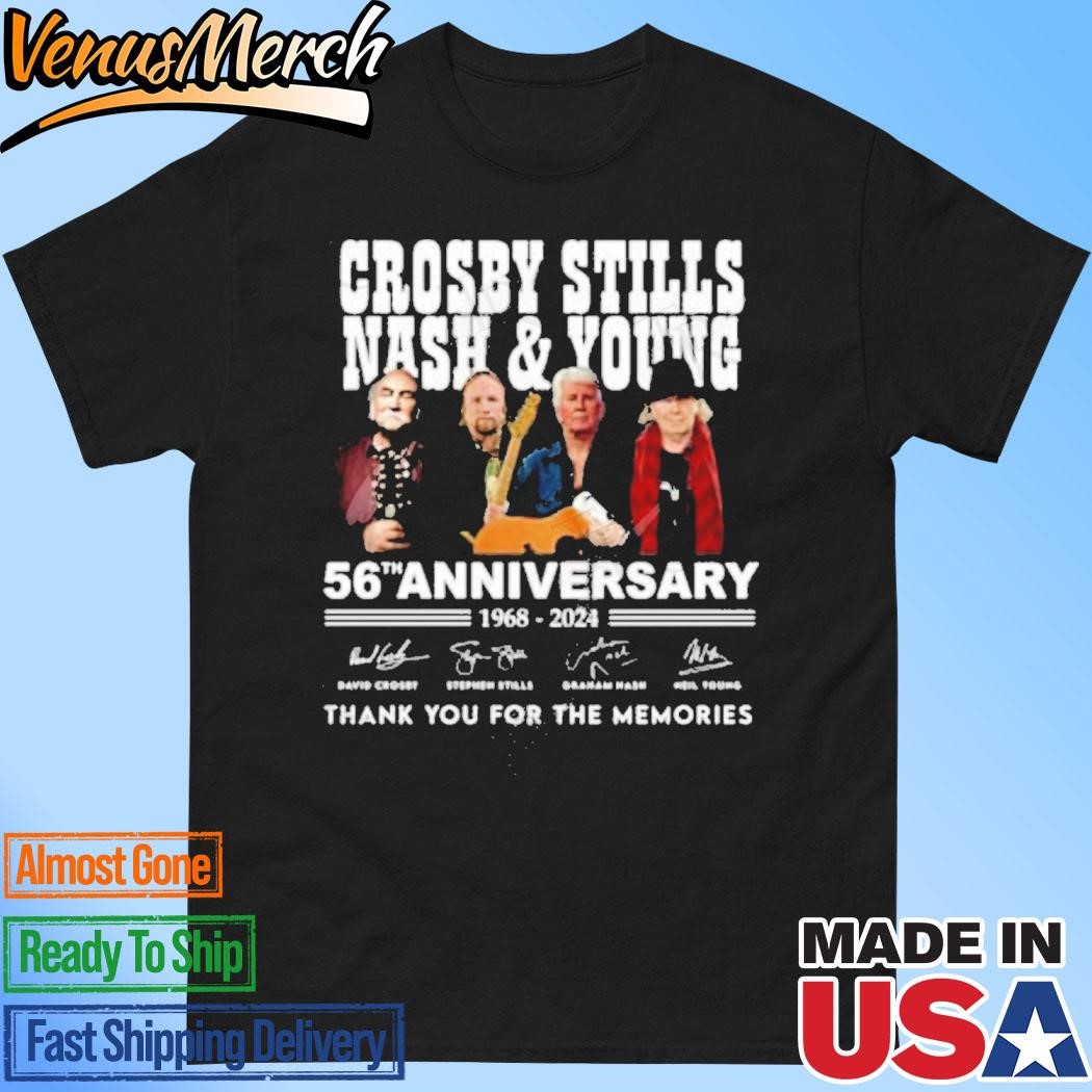 Official Crosby, Stills, Nash & Young 56th Anniversary 1968 – 2024 Thank You For The Memories T-Shirt