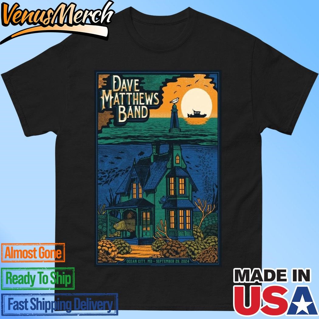 Official Dave Matthews Band Ocean City Inlet Beach, Ocean City, MD Sept 29 2024 Tour Poster Shirt