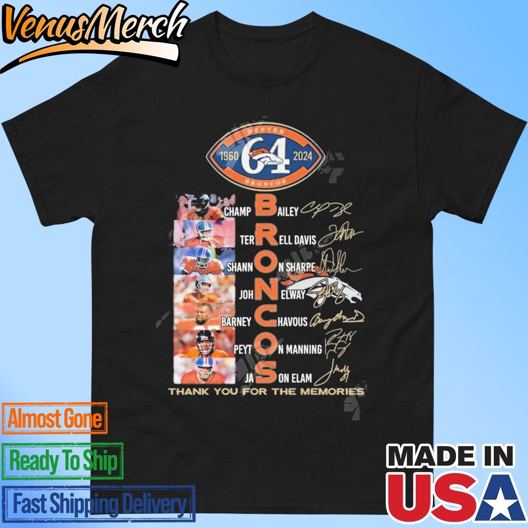 Official Denver Broncos 64 Years Of 1960-2024 Thank You For The Memories T-Shirt