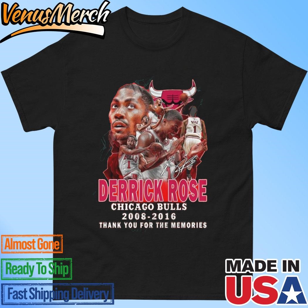 Official Derrick Rose Chicago Bulls 2008-2016 Thank You For The Memories T-Shirt