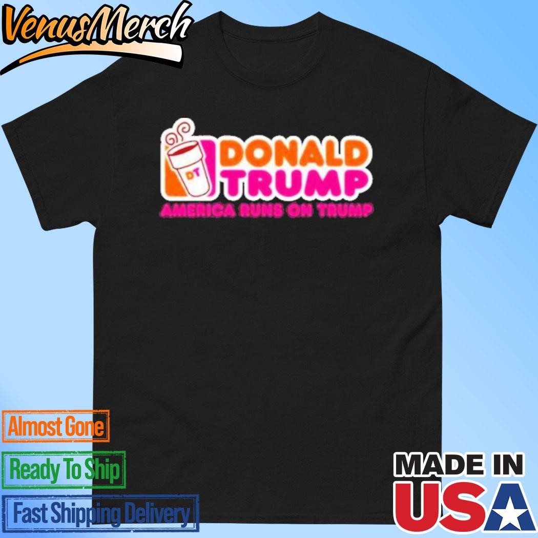 Official Donald Trump America Runs On Trump Donuts Orange And Pink T-Shirt