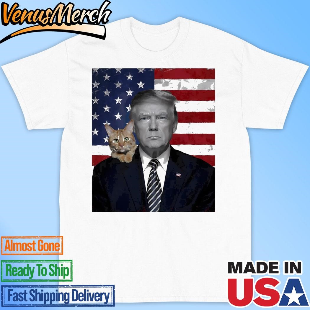 Official Funny Donald Trump And Cat Political Usa Flag Election 2024 T-Shirt