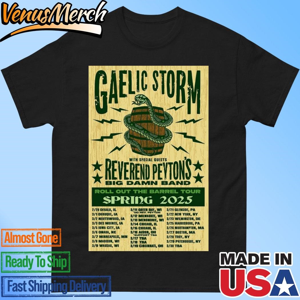 Official Gaelic Storm Roll Out The Barrel Tour Spring 2025 Poster Shirt