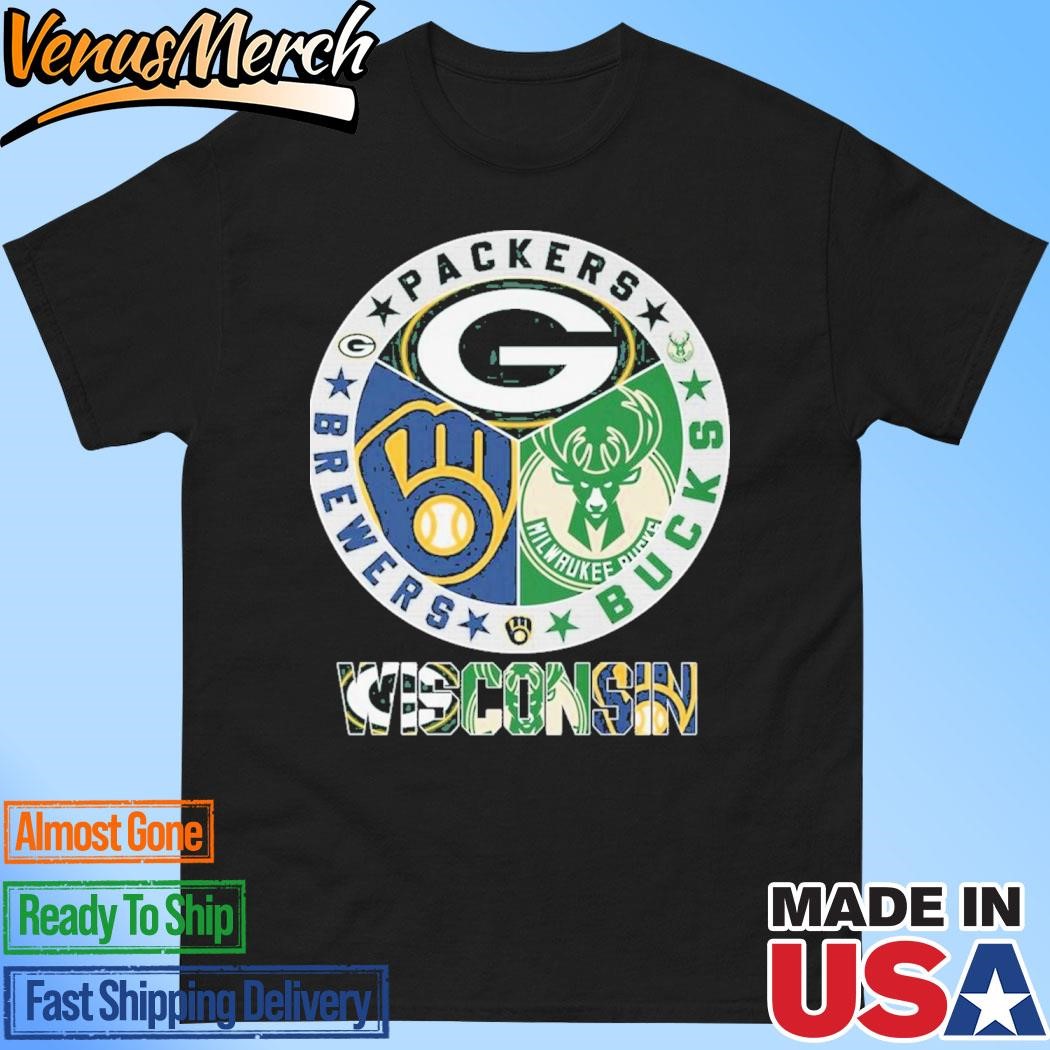 Official Green Bay Packers – Milwaukee Brewers – Milwaukee Bucks Unisex T-Shirt