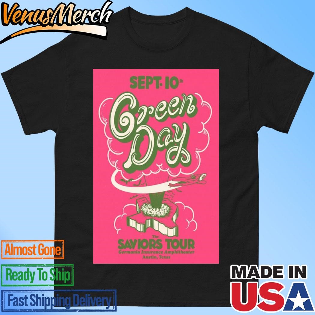 Official Green Day On Sept 10 2024 Live At Germania Insurance Amphitheater, Austin TX Festival Poster Shirt