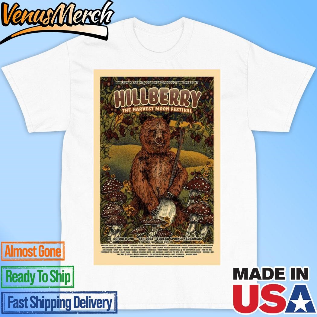 Official Hillberry Music Festival October 2nd-6th, 2024 Eureka Springs, Arkansas Event Poster Shirt