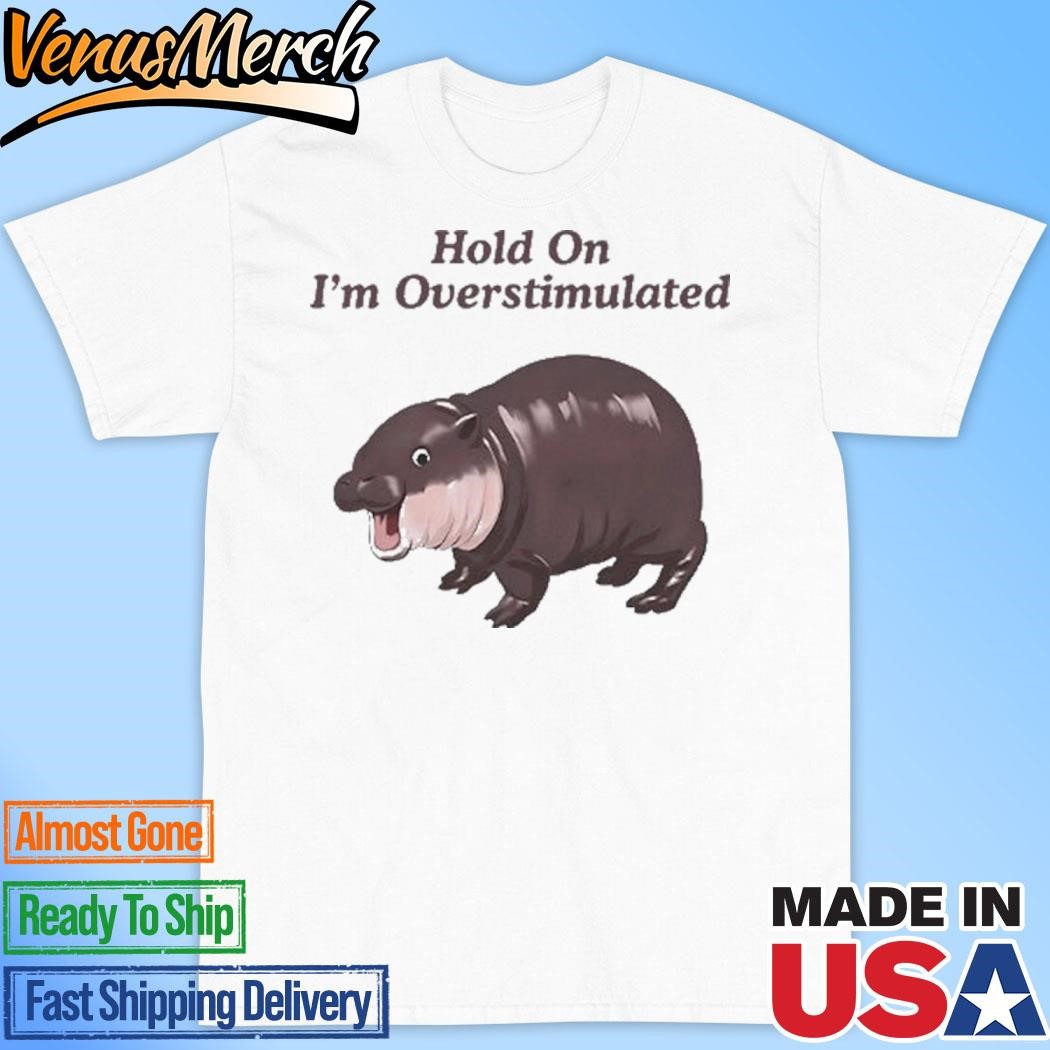 Official Hold On Partner I’m Overstimulated Moo Deng Shirt