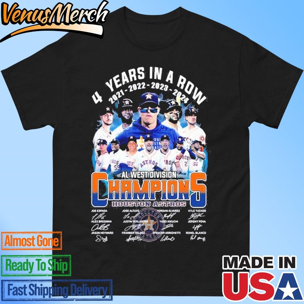 Official Houston Astros AL West Division Champions 4 Years In A Row T-Shirt