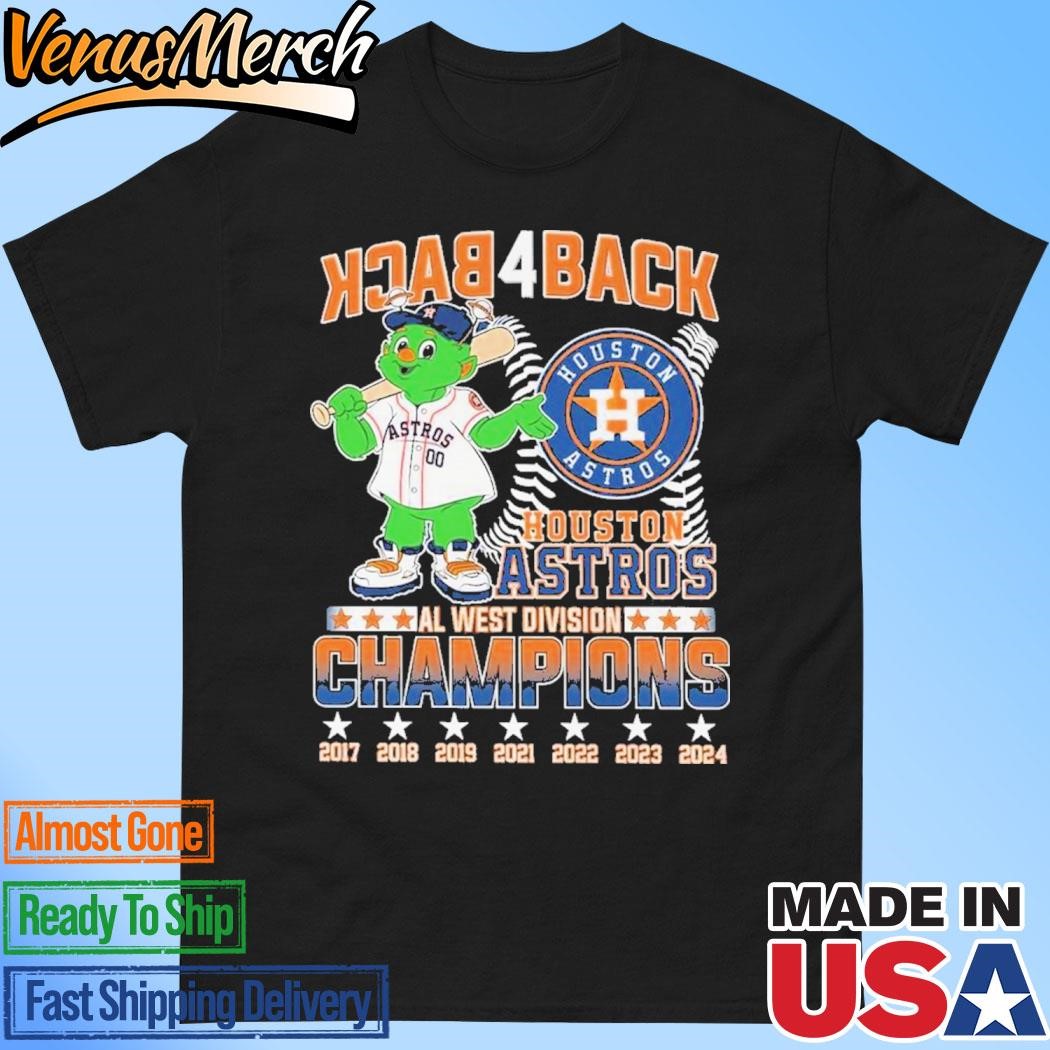 Official Houston Astros Back Four Back AL West Division Champs 2024 T-Shirt