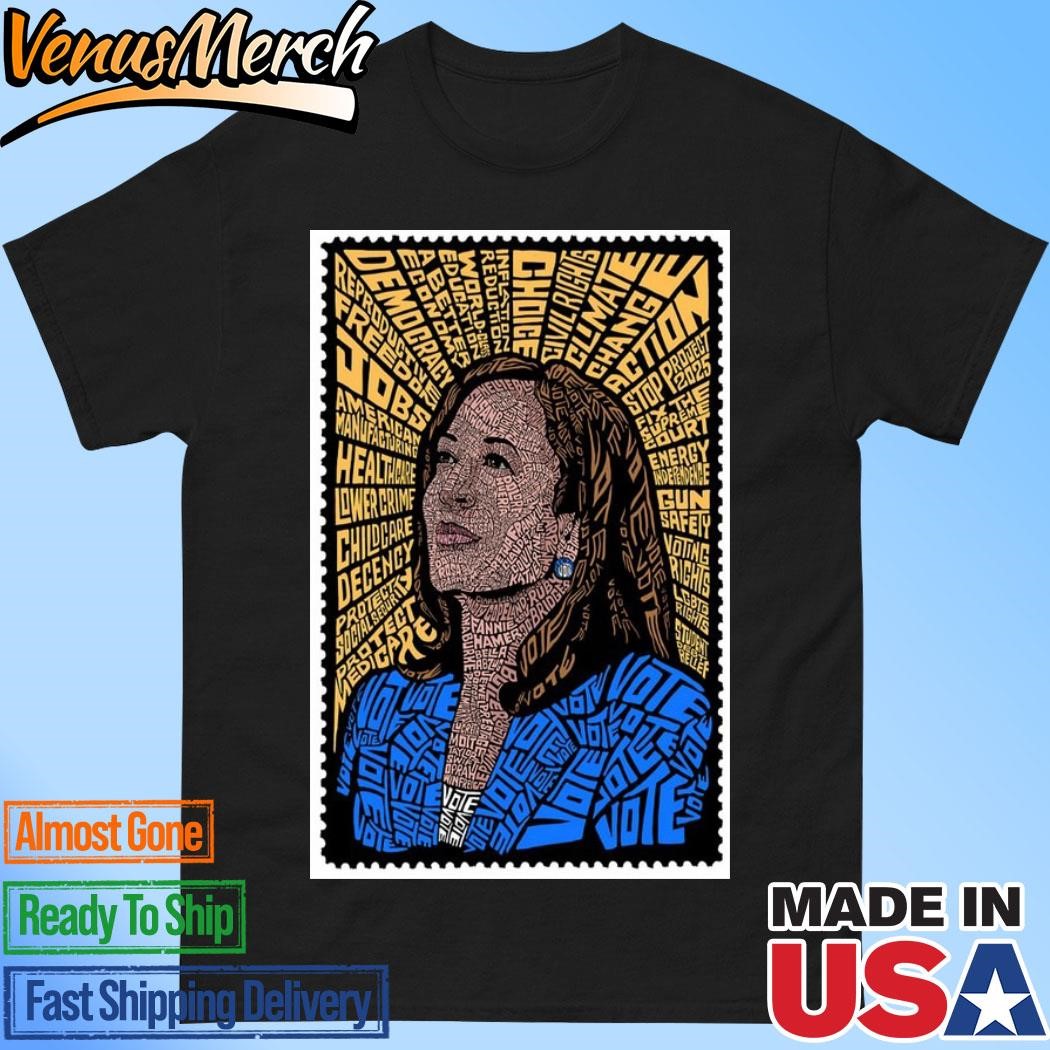 Official Kamala Harris Typographic Made Up Of 67 American Women Poster Shirt