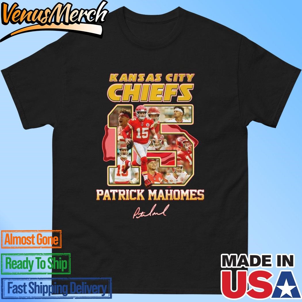 Official Kansas City Chiefs Patrick Mahomes 15 Signature T-Shirt