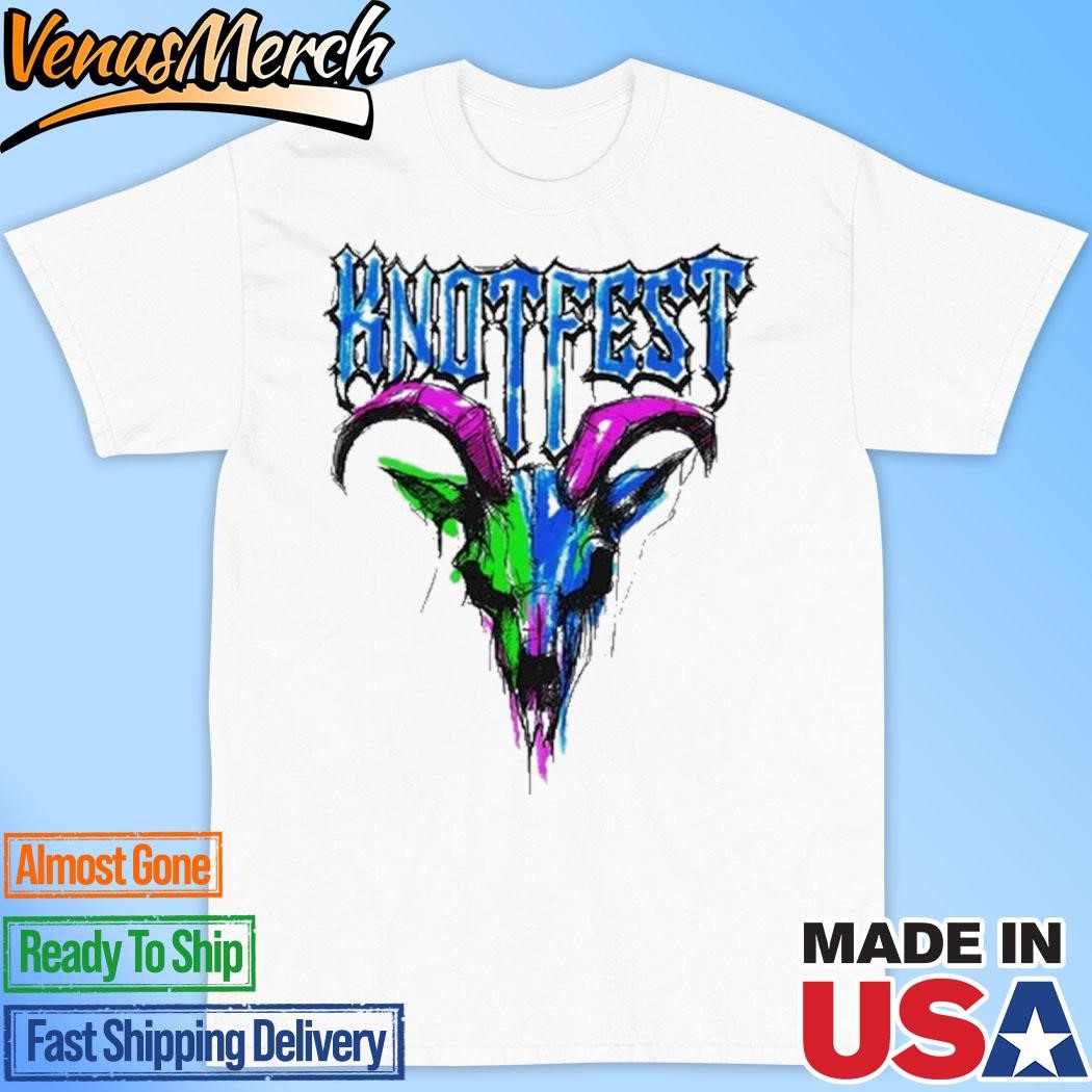 Official Knotfest Pencil Sketch Goat In Vintage White Concert Shirt