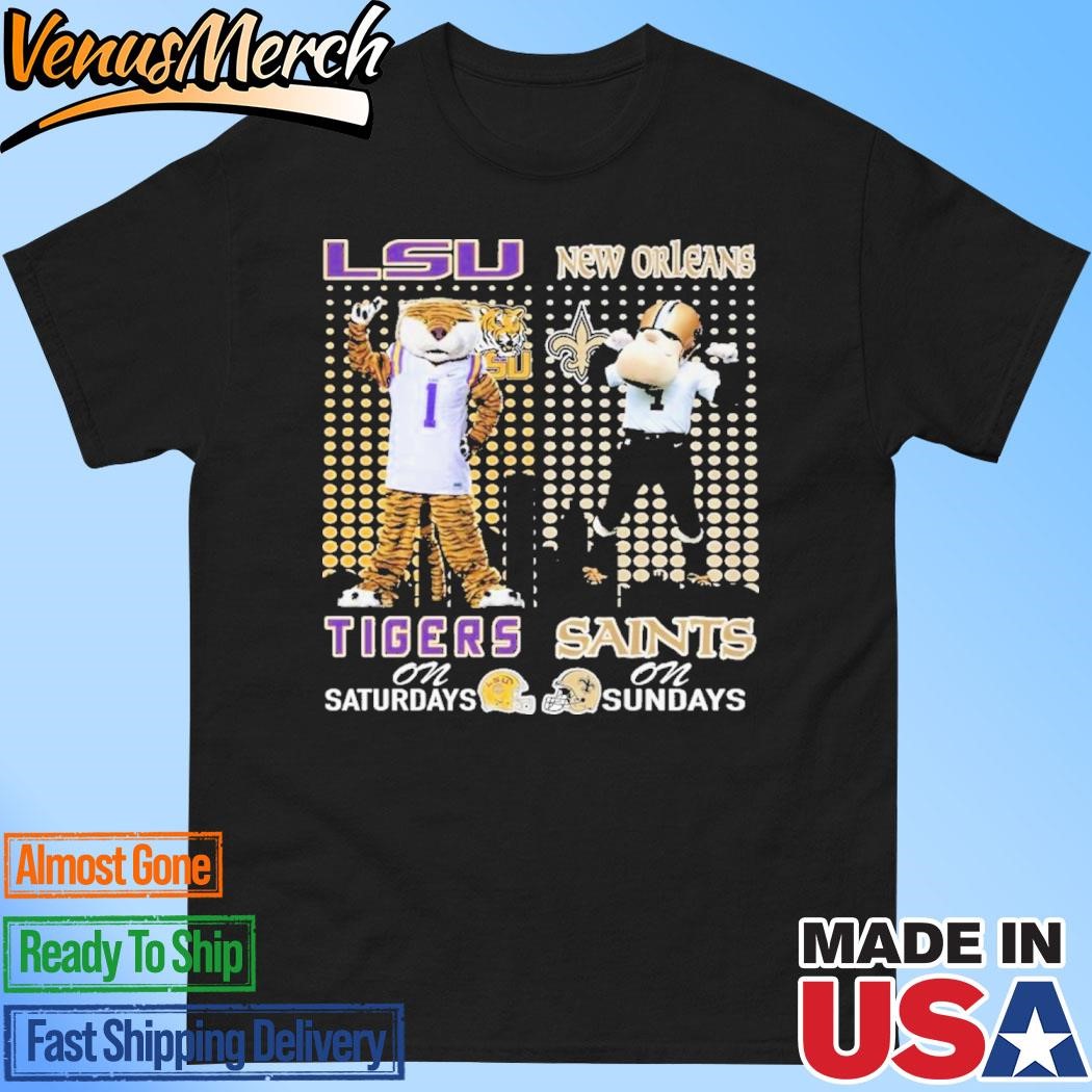 Official LSU Tigers On Saturdays Mike New Orleans Saints Sir Saint & Gumbo On Sundays T-Shirt