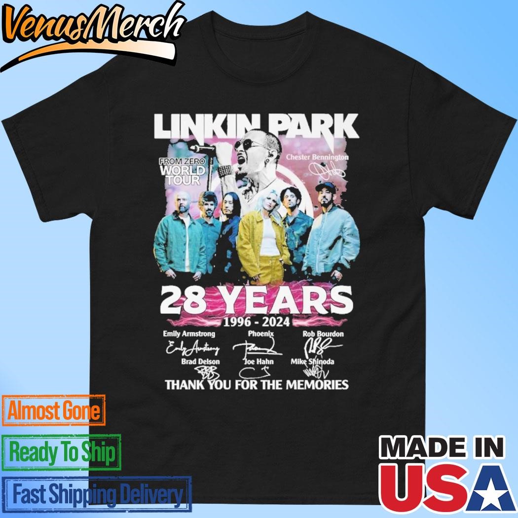 Official Linkin Park 28 Years 1996-2024 From Zero World Tour Signature Thank You For The Memories Unisex T-Shirt