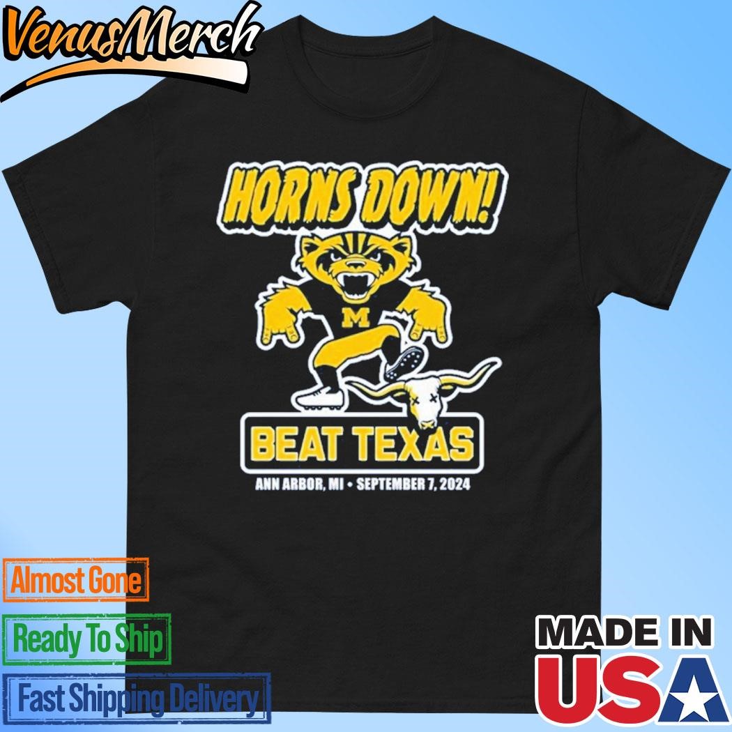 Official Michigan Wolverines Horns Down Beat Texas T-Shirt