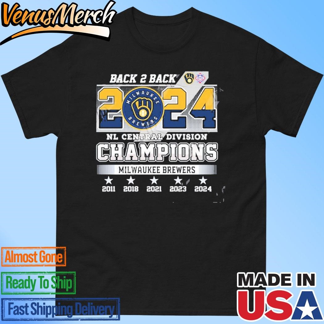 Official Milwaukee Brewers Back 2 Back 2024 NL Central Division Champions T-Shirt