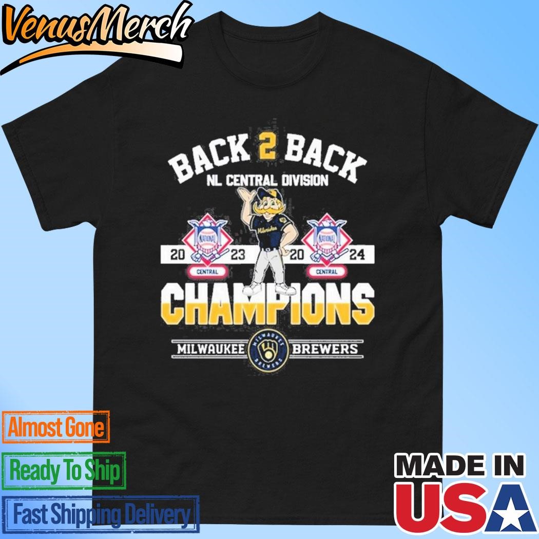 Official Milwaukee Brewers Back 2 Back NL Central Division Champions 2024 T-Shirt