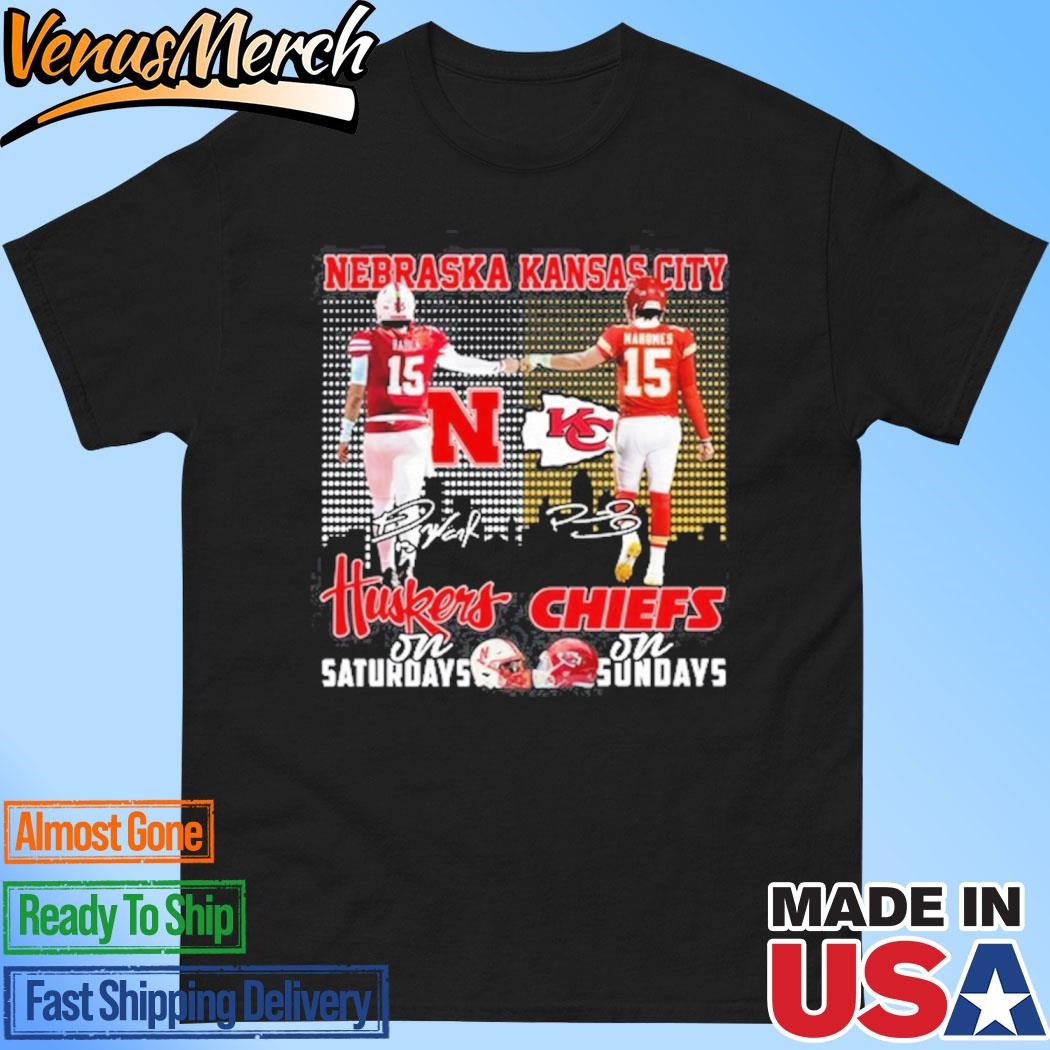 Official Nebraska Huskers vs Kansas City Chiefs 2024 On Sunday Signatures T-Shirt