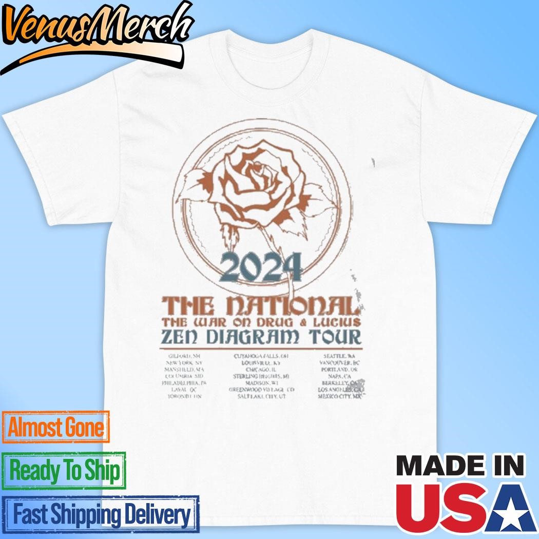 Official New The National Zen Diagram Rose Tour 2024 Shirt