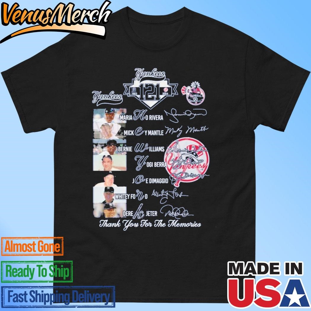 Official New York Yankees 121 Years Of 1903-2024 Thank You For The Memories T-Shirt