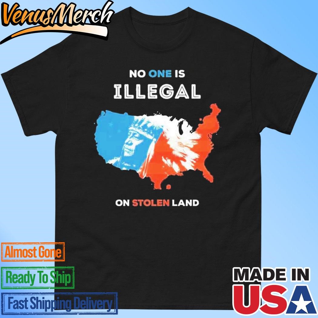 Official No One Is Illegal On Stolen Land Native American Map Flag T-Shirt