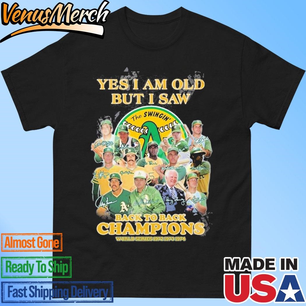 Official Oakland Athletics Back To Back Champions World Series 1972 1973 1974 T-Shirt