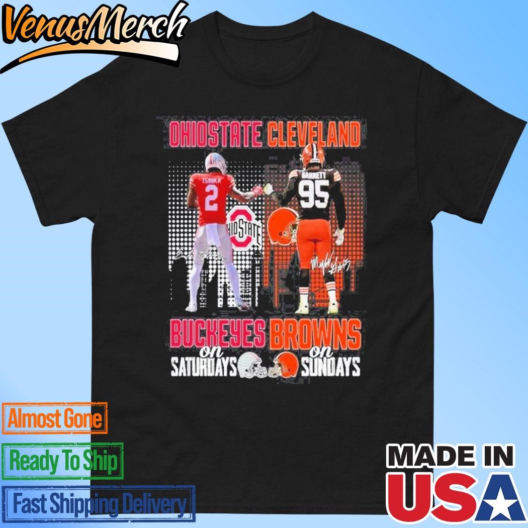 Official Ohio State Buckeyes On Saturdays x Cleveland Browns On Sundays T-Shirt