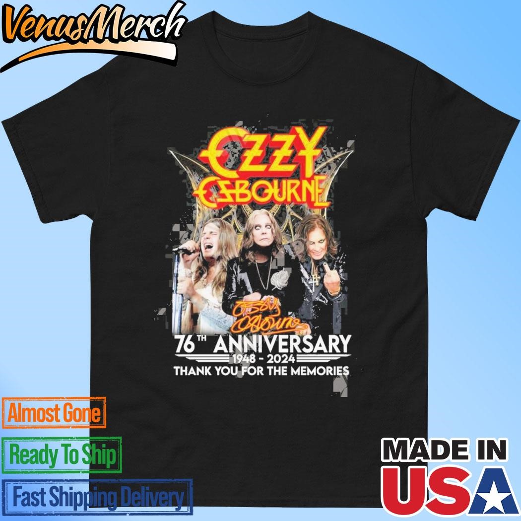 Official Ozzy Osbourne 76th Anniversary 1948 – 2024 Thank You For The Memories T-Shirt