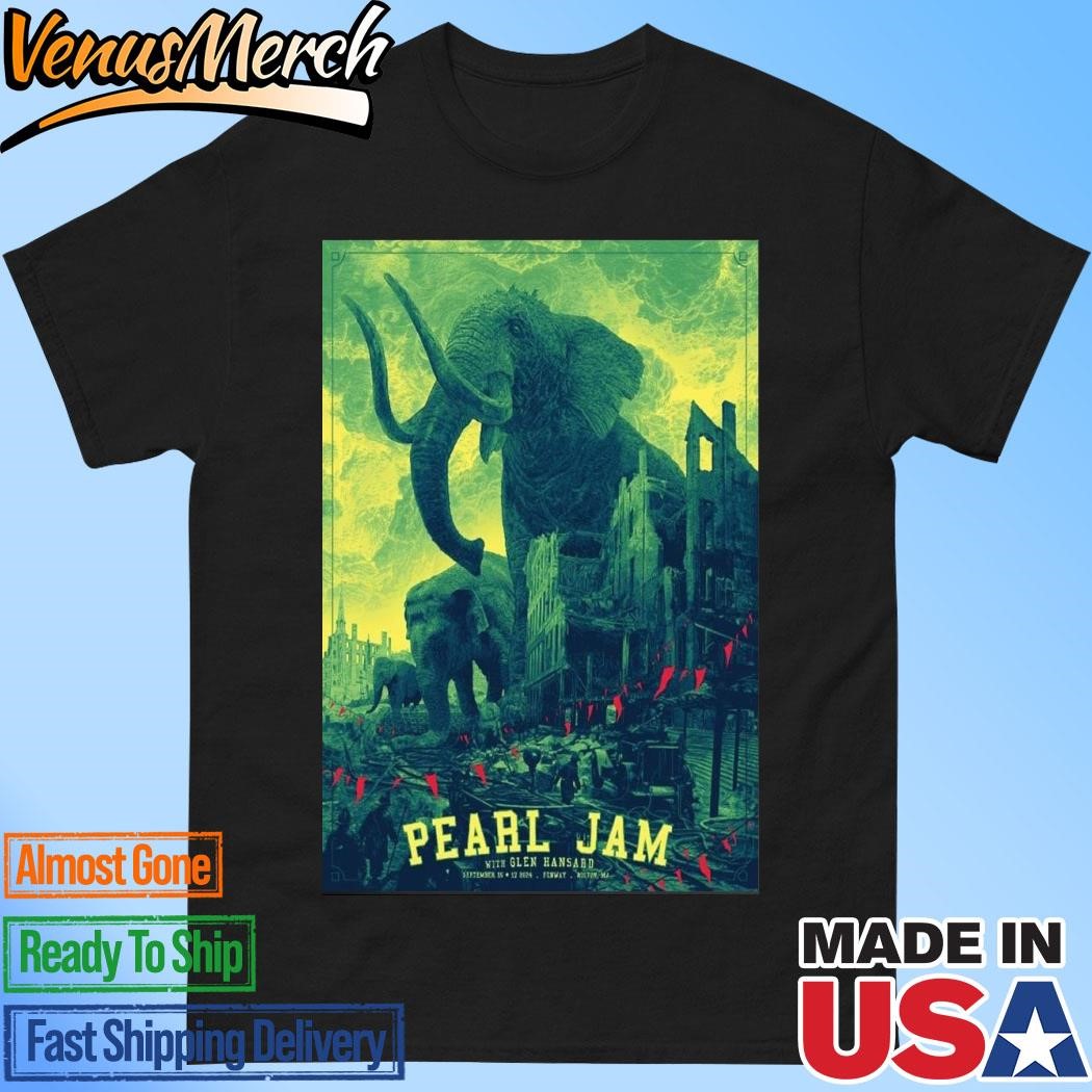 Official Pearl Jam In Boston MA With Glen Hansard Concert Poster At Fenway Park On September 15th And 17th Dark Matter World Tour 2024 Art By Daniel Danger Shirt