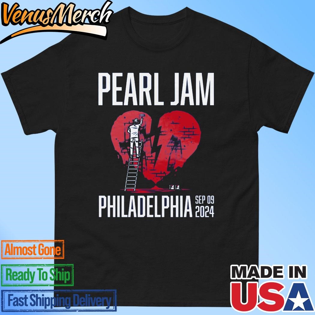 Official Pearl Jam With Glen Hansard Event Tee In Philadelphia Night 2 At Wells Fargo Center On September 9th 2024 The Paint Heart Shirt