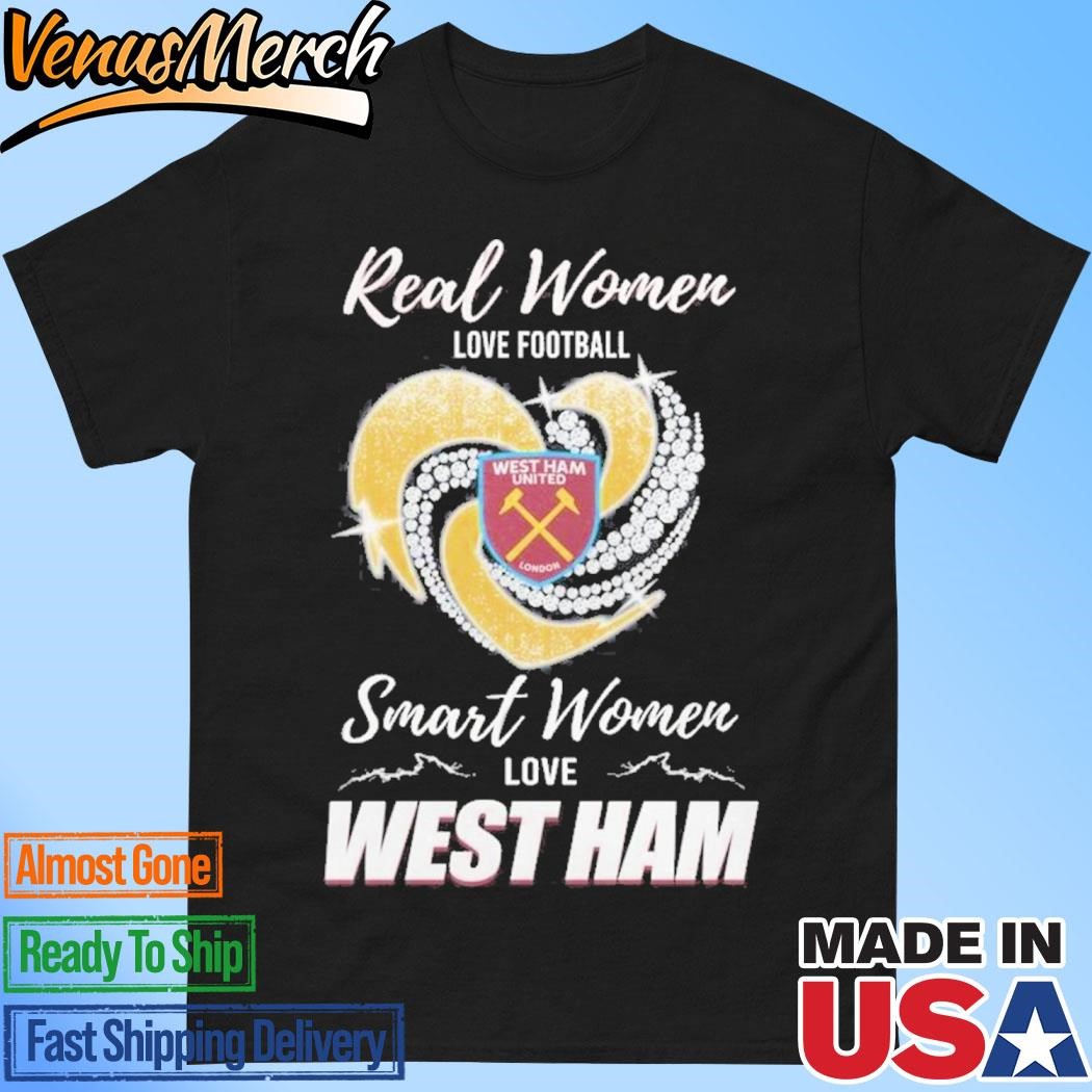 Official Real Women Love Football Smart Women Love West Ham United Football Club T-Shirt