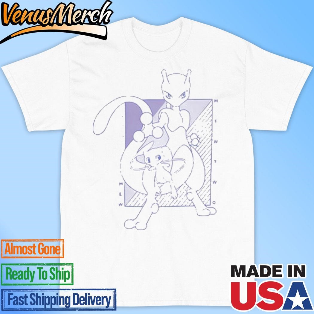 Official Rita Wearing Pokemon Mewtwo & Mew Tonal Portrait Shirt