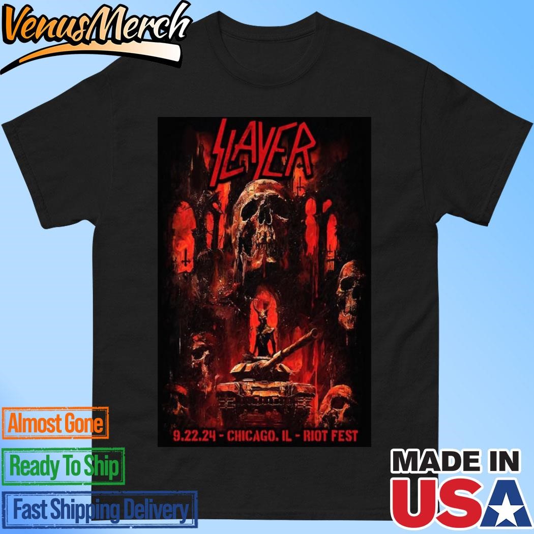 Official Sep 22, 2024 Slayer Chicago, IL Riot Fest 2024 Poster Shirt