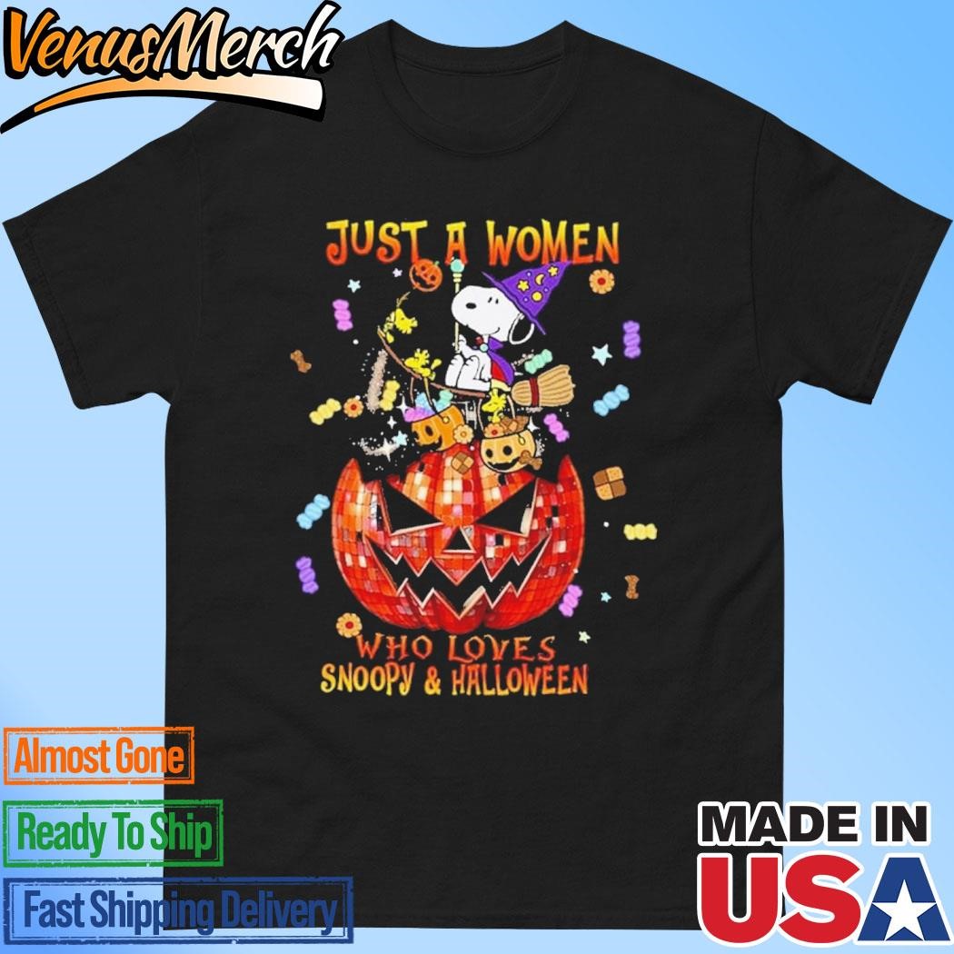 Official Snoopy Just A Women Who Loves Snoopy And Halloween 2024 T-Shirt