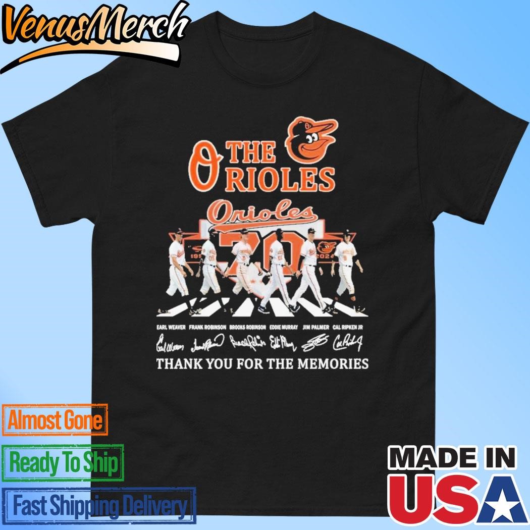 Official The Baltimore Orioles 70th Anniversary Signature Thank You For The Memories Unisex T-Shirt