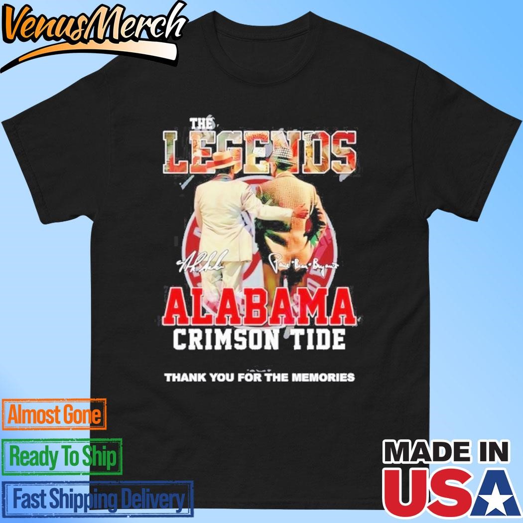 Official The Legends Alabama Crimson Tide Nick Saban & Bear Bryant Thank You For The Memories T-Shirt