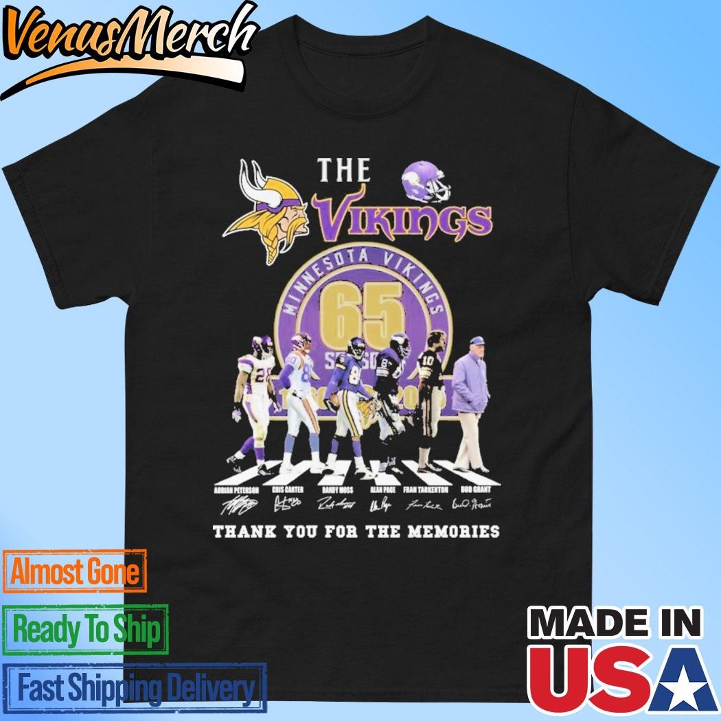 Official The Minnesota Vikings 65 Season Siganture Thank You For The Memories Unisex T-Shirt