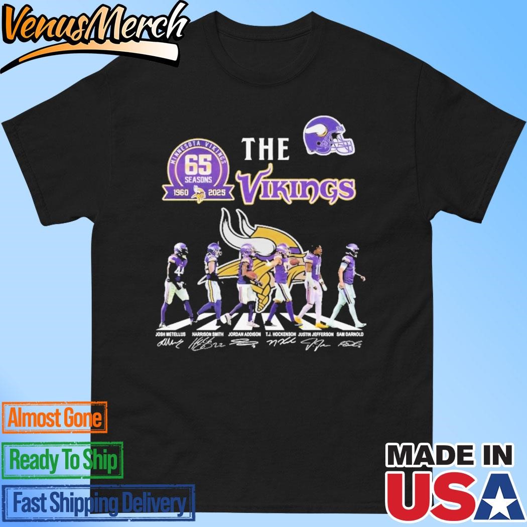 Official The Minnesota Vikings 65 Seasons 1960-2025 Signature Unisex T-Shirt