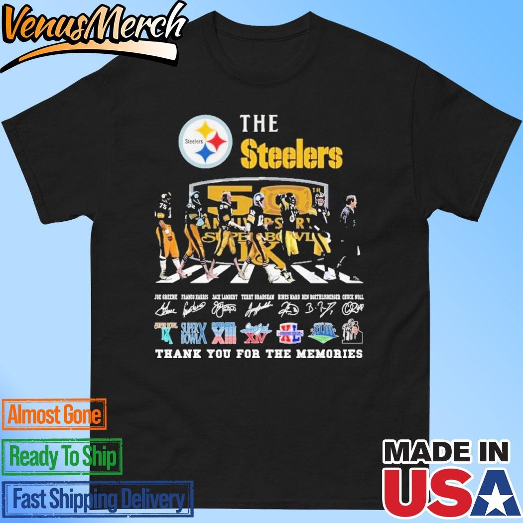 Official The Pittsburgh Steelers 50 Anniversary Super Bowl Signature Thank You For The Memories Unisex T-Shirt