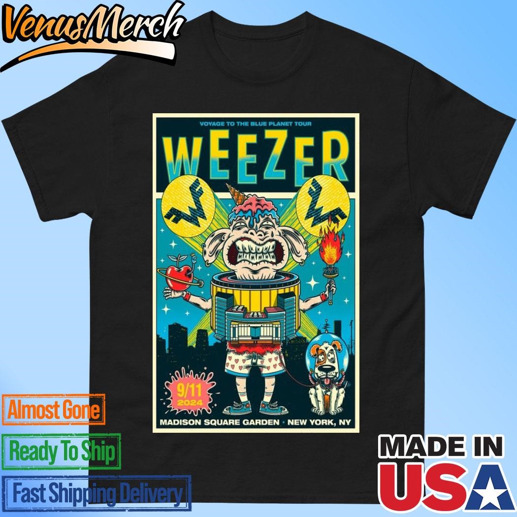 Official Weezer September 11 Madison Square Garden New York, NY Tour 2024 Poster Shirt