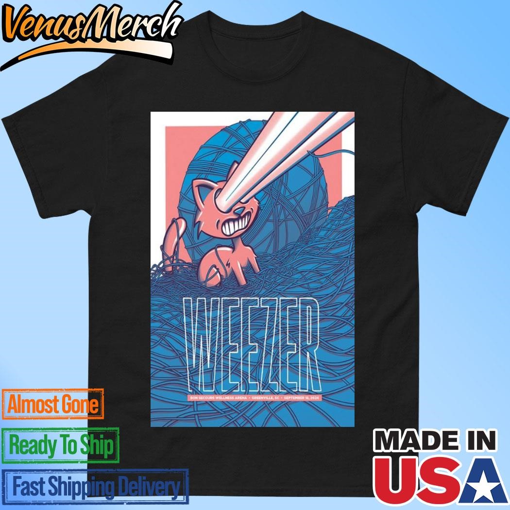 Official Weezer September 18 2024 Live At Bon Secours Wellness Arena, Greenville, SC Tour Poster Shirt